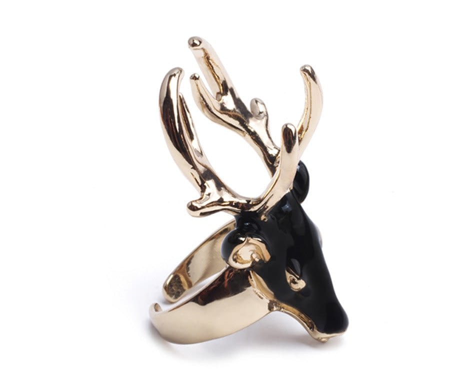 eManco men's rings black ladies enamel rings for women white color animals deer cuff rings jewellry Christmas gift eManco men's rings black ladies enamel rings for women white color animals deer cuff rings jewellry Christmas gift