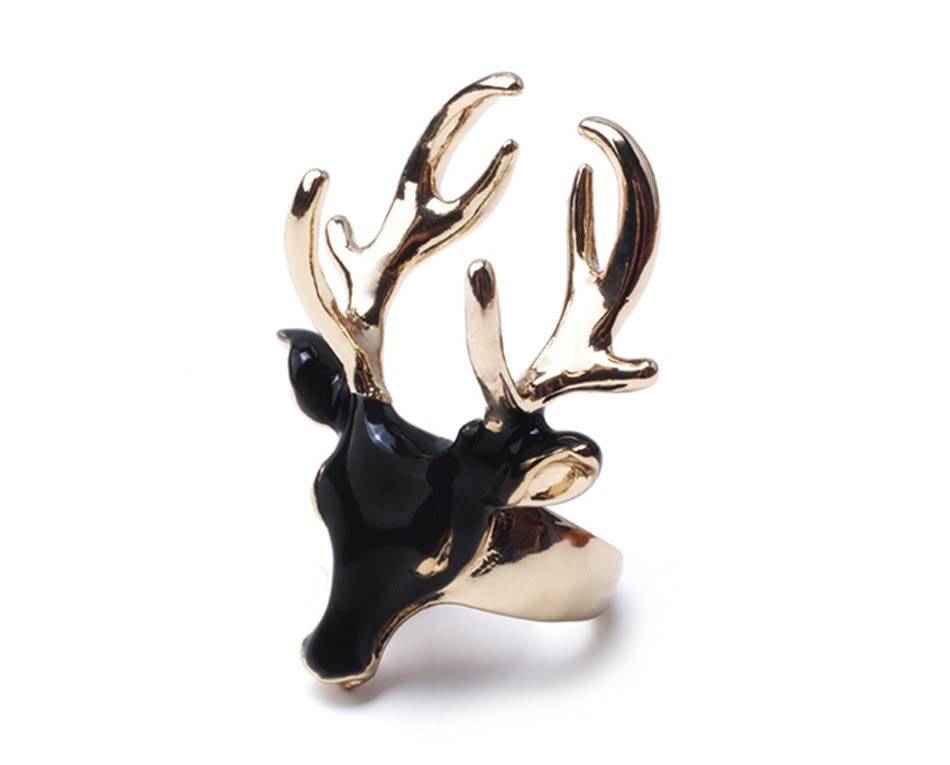 eManco men's rings black ladies enamel rings for women white color animals deer cuff rings jewellry Christmas gift eManco men's rings black ladies enamel rings for women white color animals deer cuff rings jewellry Christmas gift